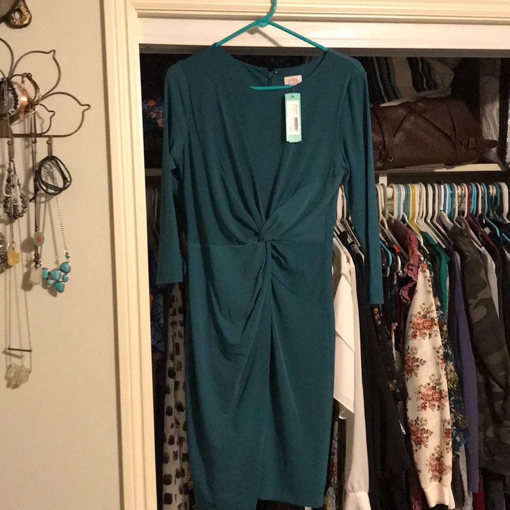 NWT- Emerald Mid-length Ruched Dress. Never worn